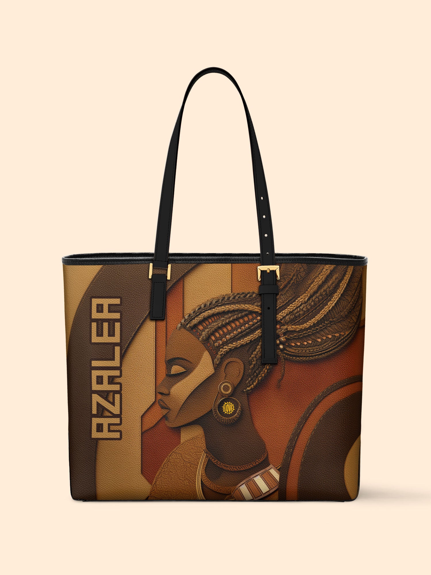 Crowned Braids Sleek Leather Tote