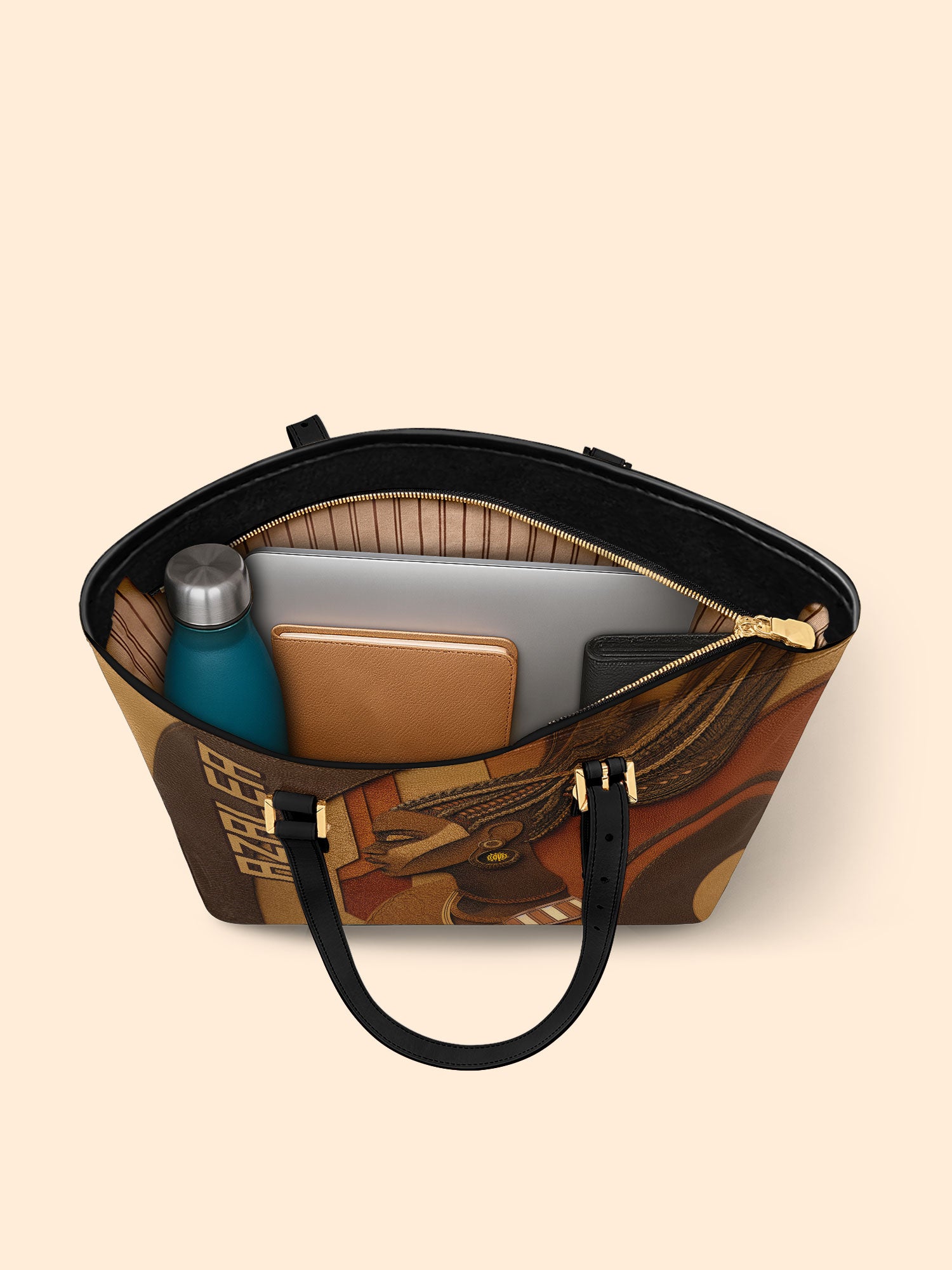 Crowned Braids Sleek Leather Tote