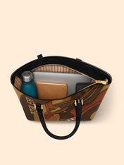 Crowned Braids Sleek Leather Tote