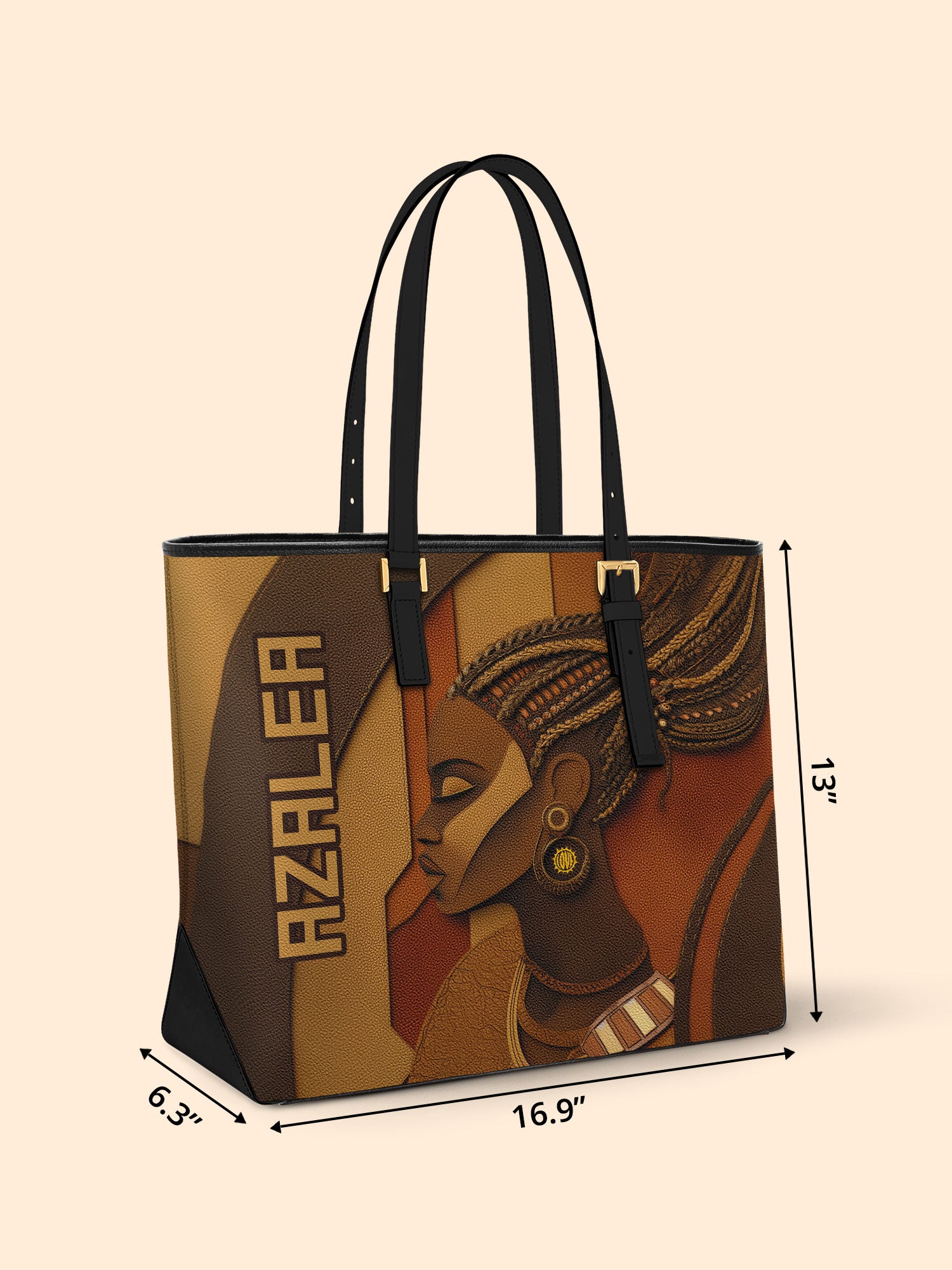 Crowned Braids Sleek Leather Tote