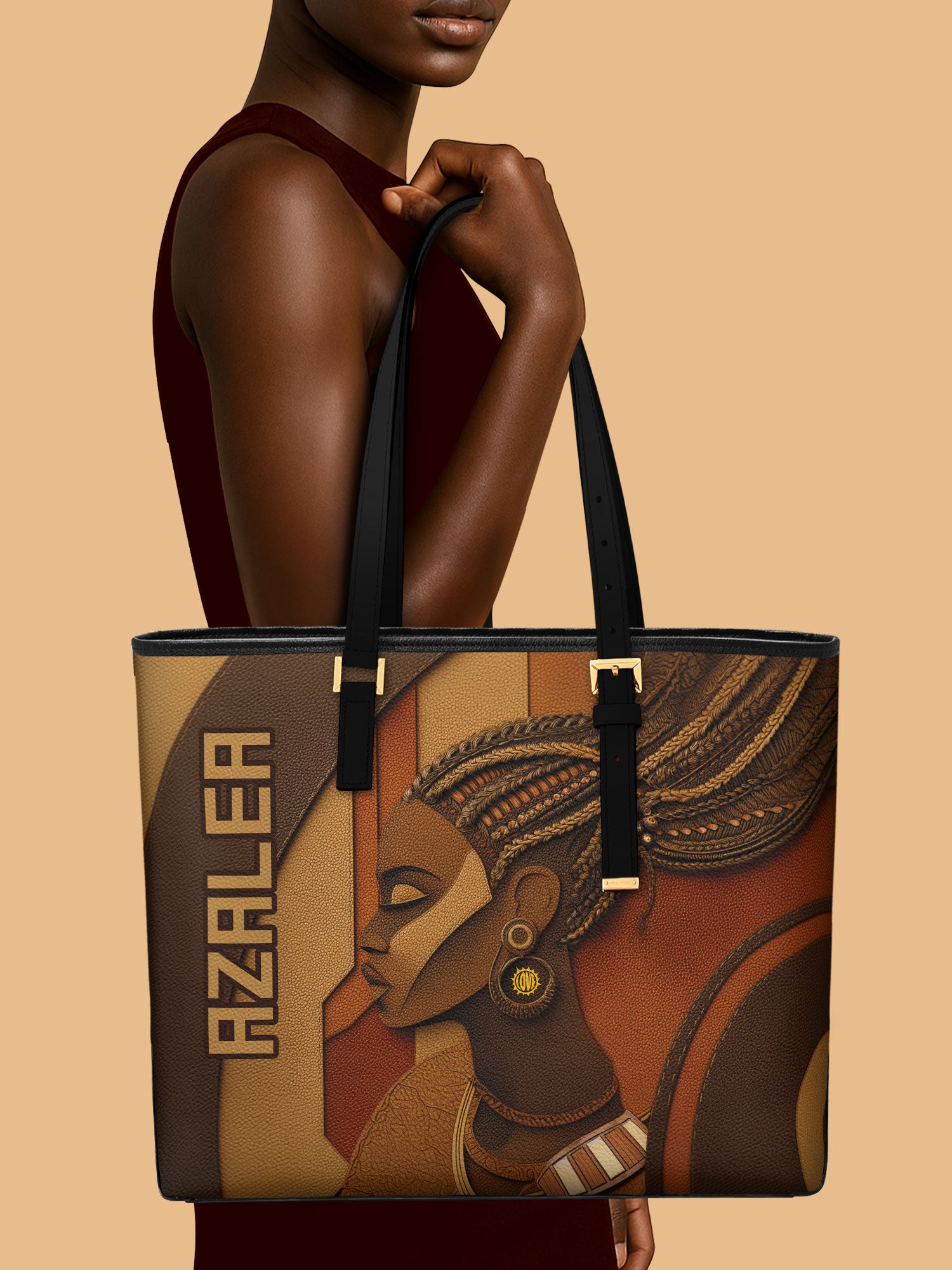 Crowned Braids Sleek Leather Tote