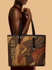 Crowned Braids Sleek Leather Tote