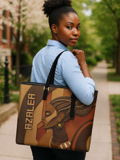 Crowned Braids Sleek Leather Tote