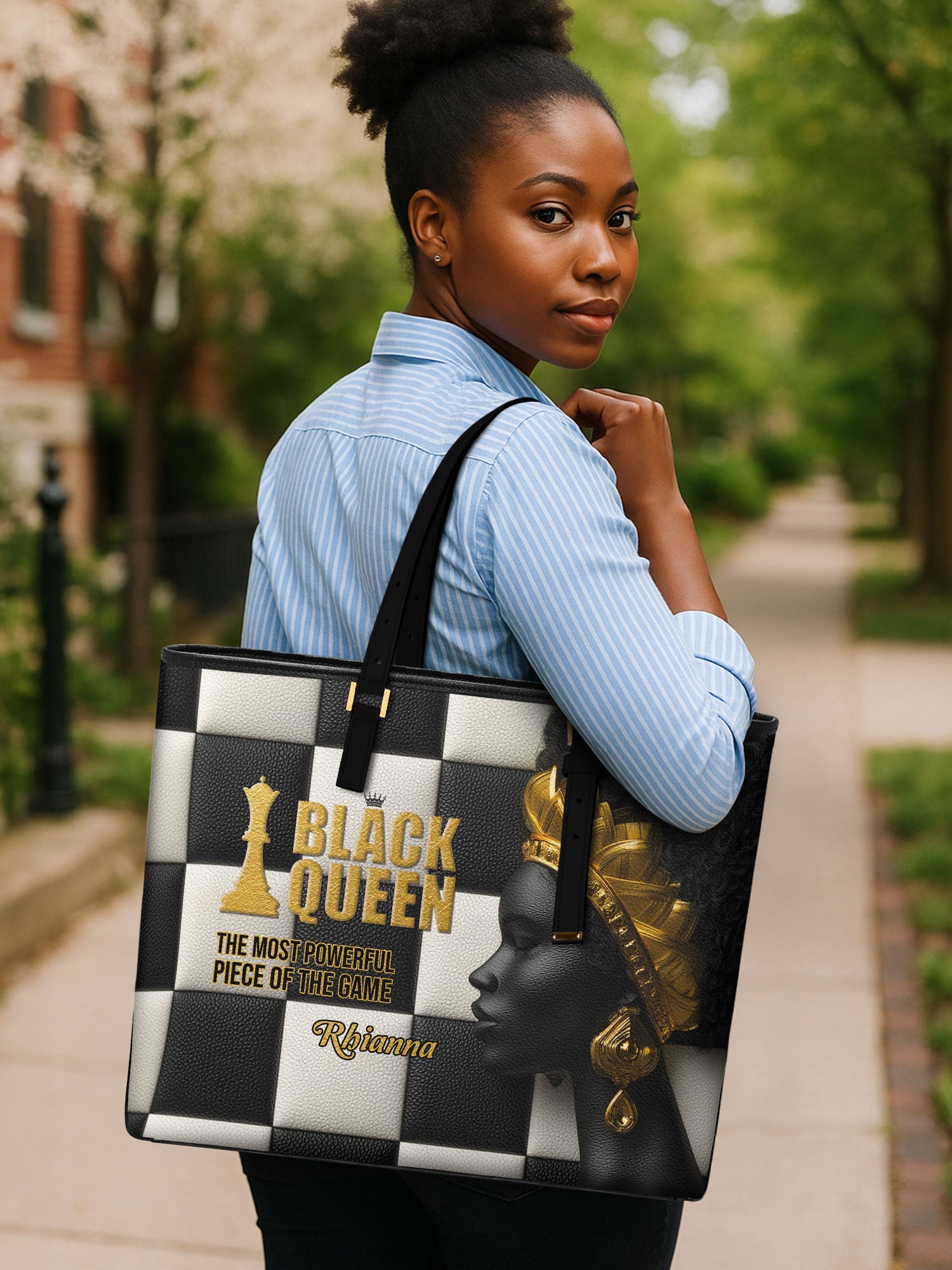 Queen's Reign Sleek Leather Tote