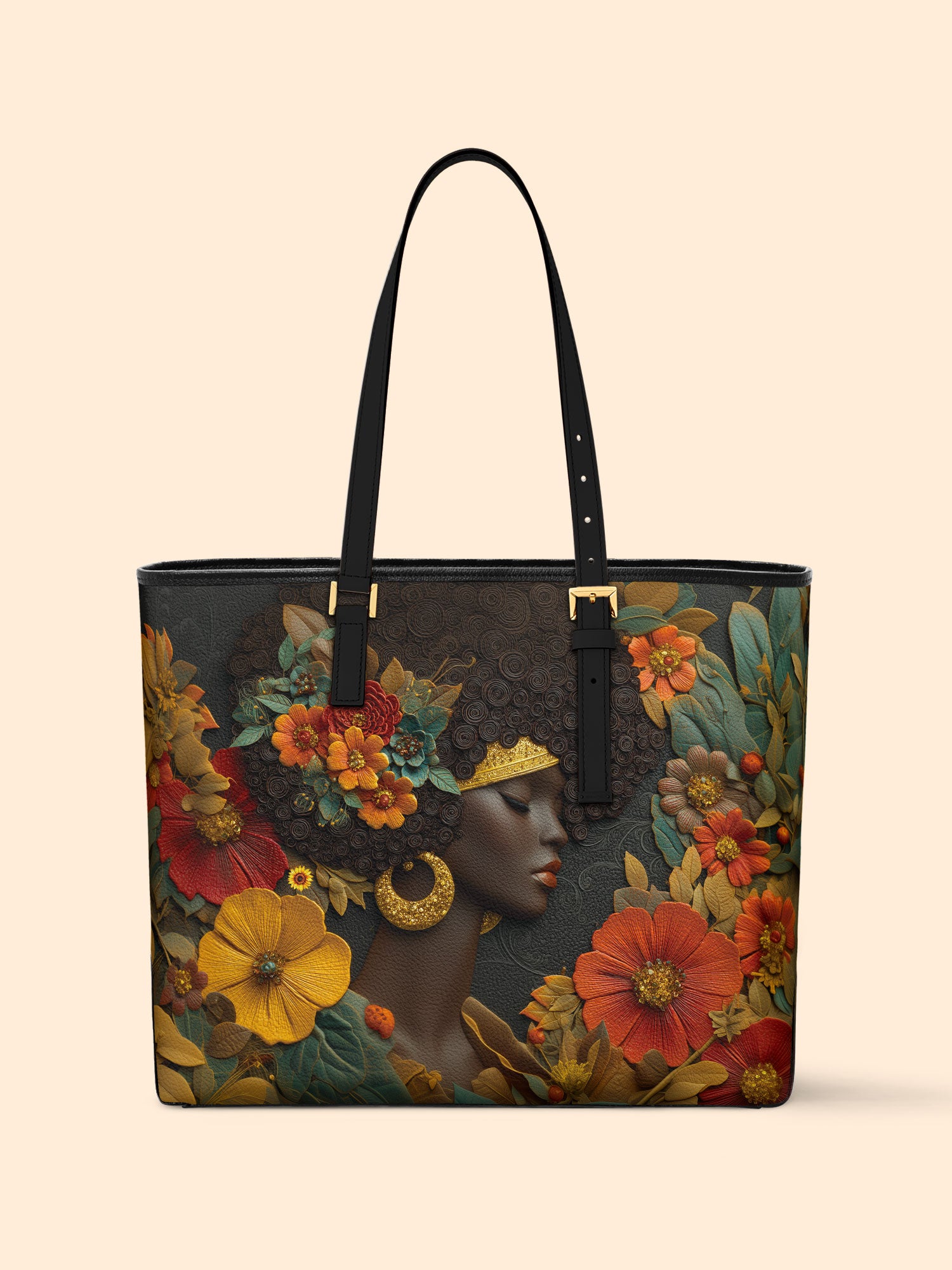 Golden Silence Sleek Leather Tote QR0XD025