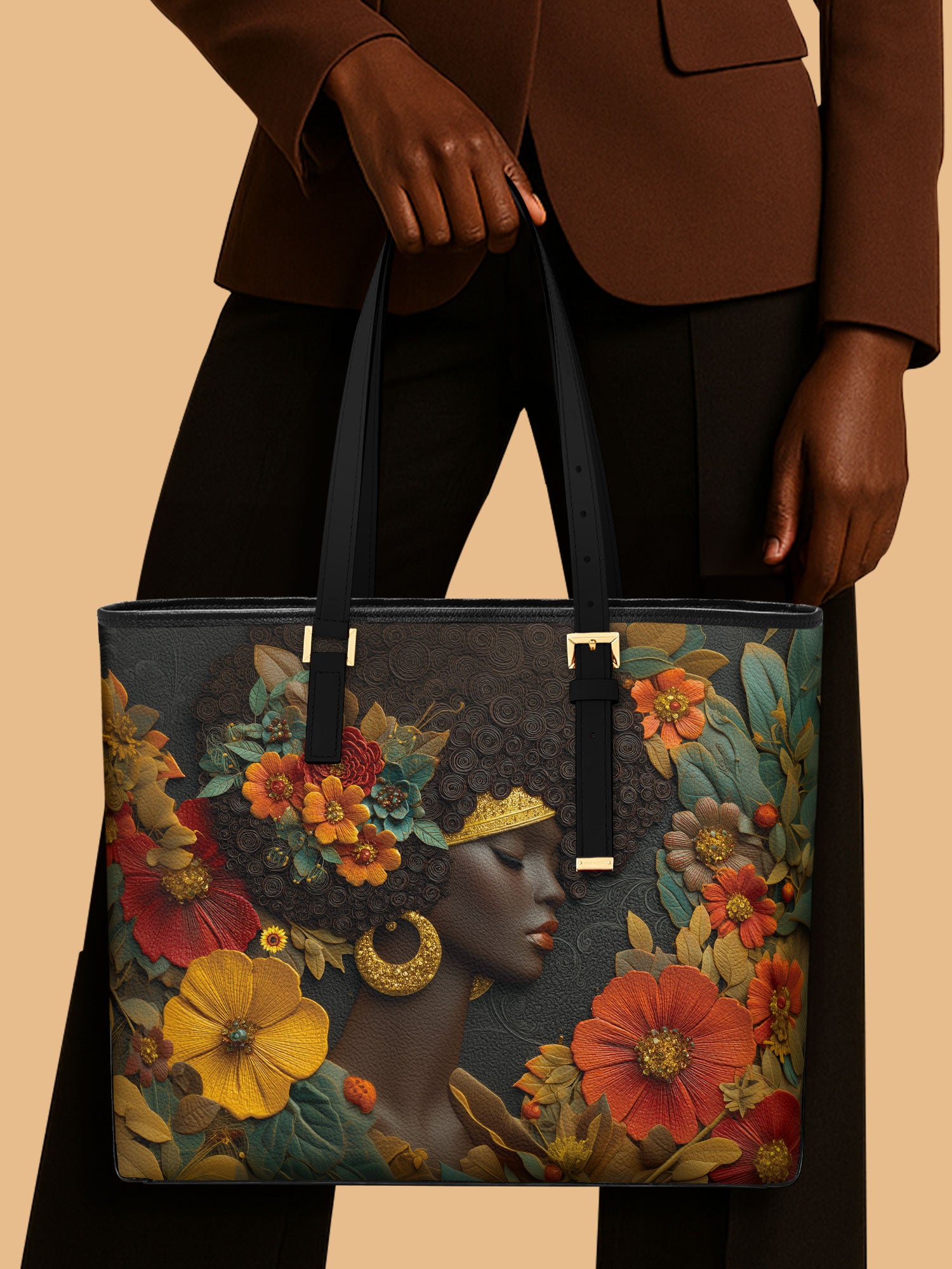 Golden Silence Sleek Leather Tote QR0XD025