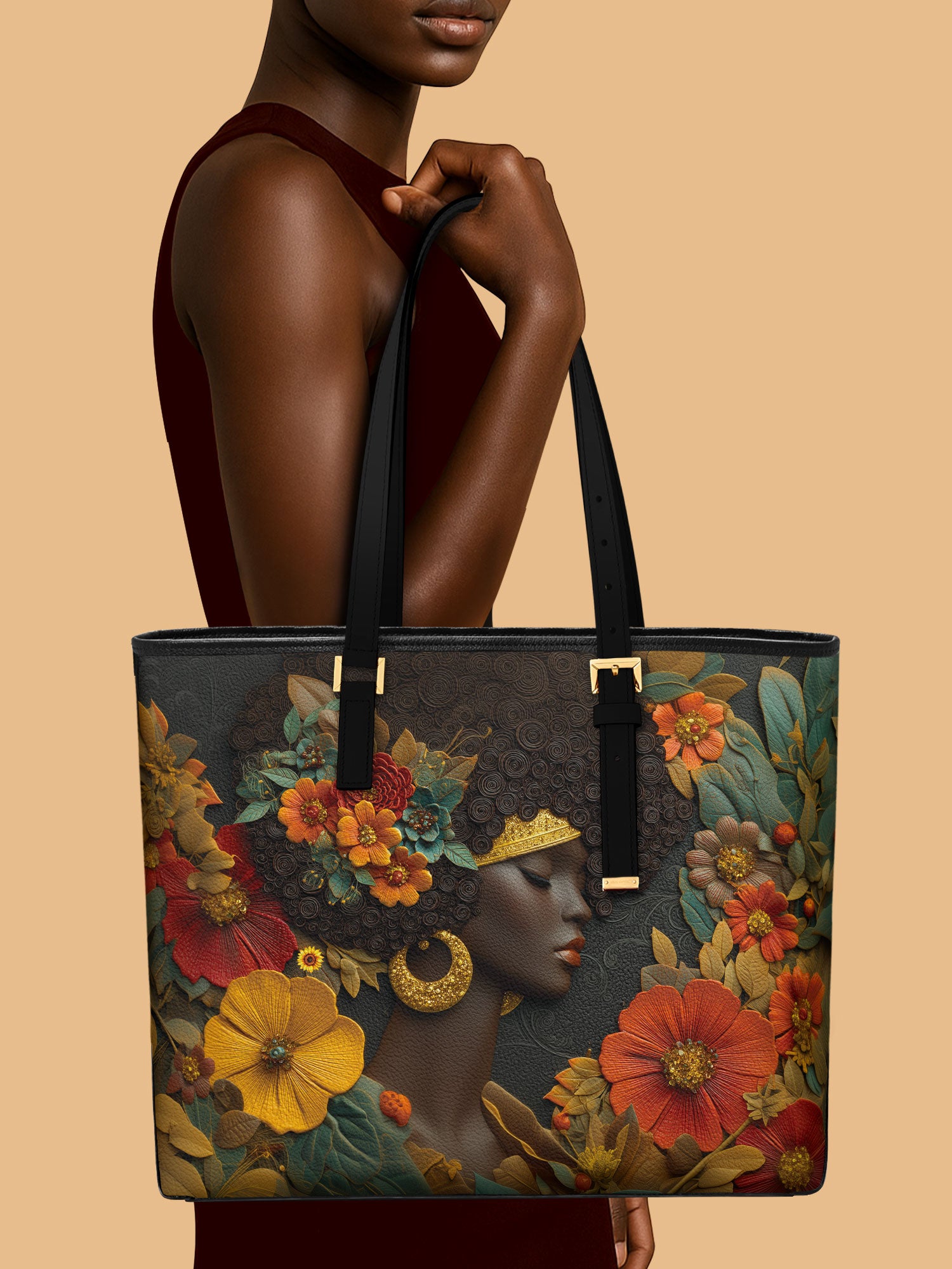 Golden Silence Sleek Leather Tote QR0XD025