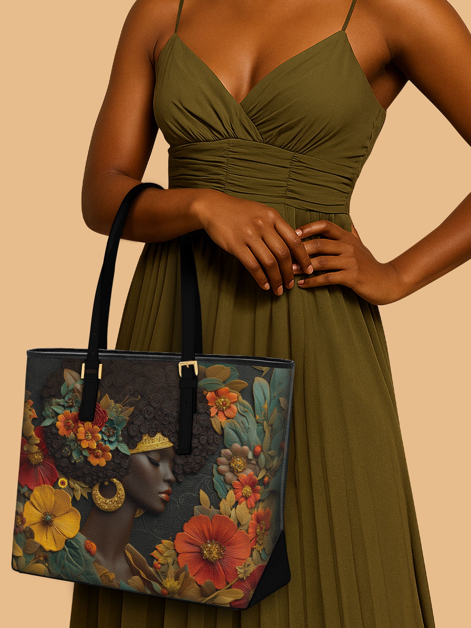 Golden Silence Sleek Leather Tote QR0XD025