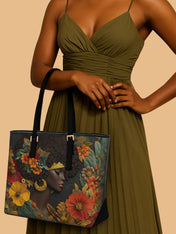 Golden Silence Sleek Leather Tote QR0XD025