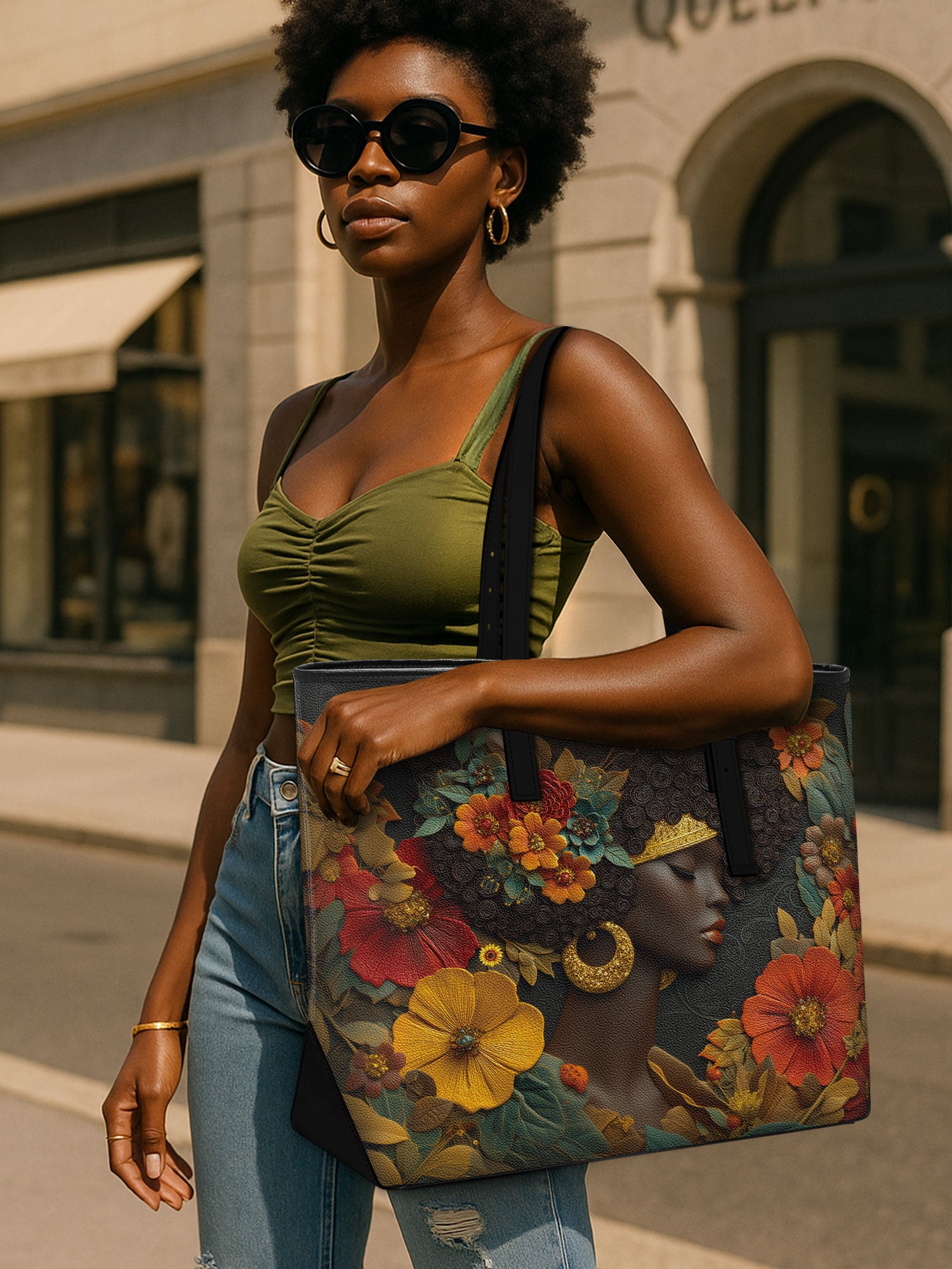 Golden Silence Sleek Leather Tote QR0XD025