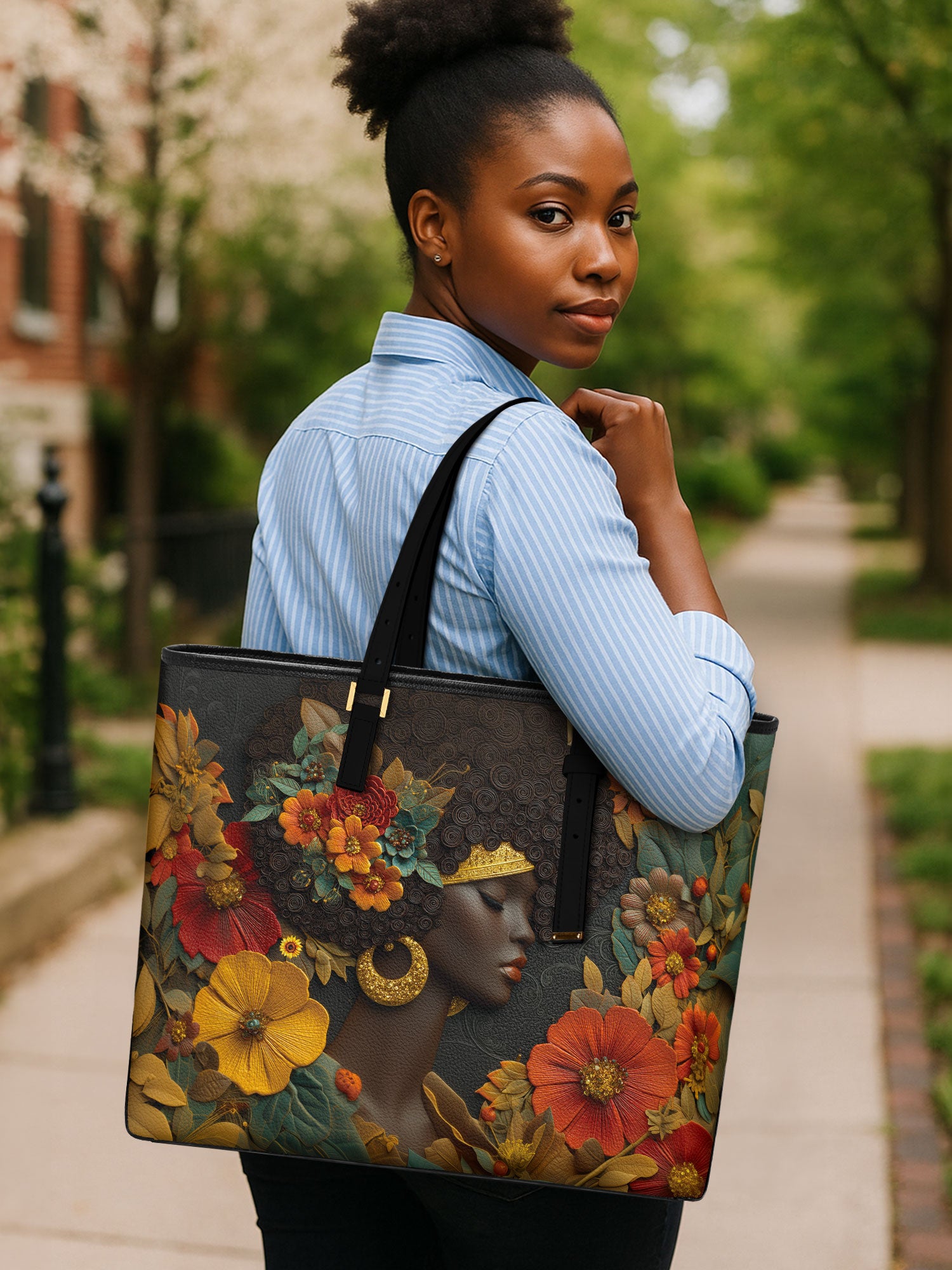 Golden Silence Sleek Leather Tote QR0XD025