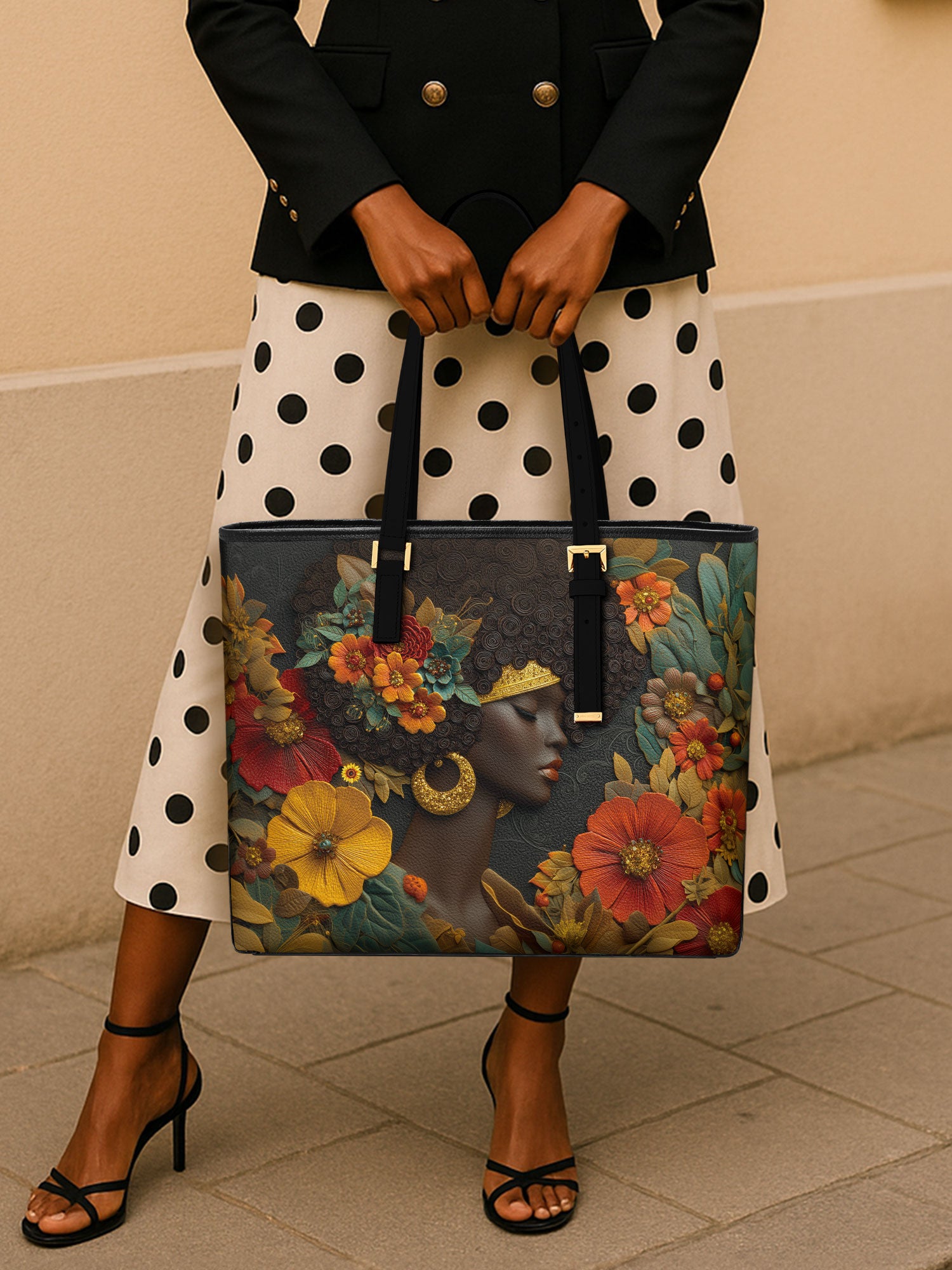 Golden Silence Sleek Leather Tote QR0XD025