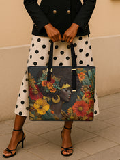 Golden Silence Sleek Leather Tote QR0XD025