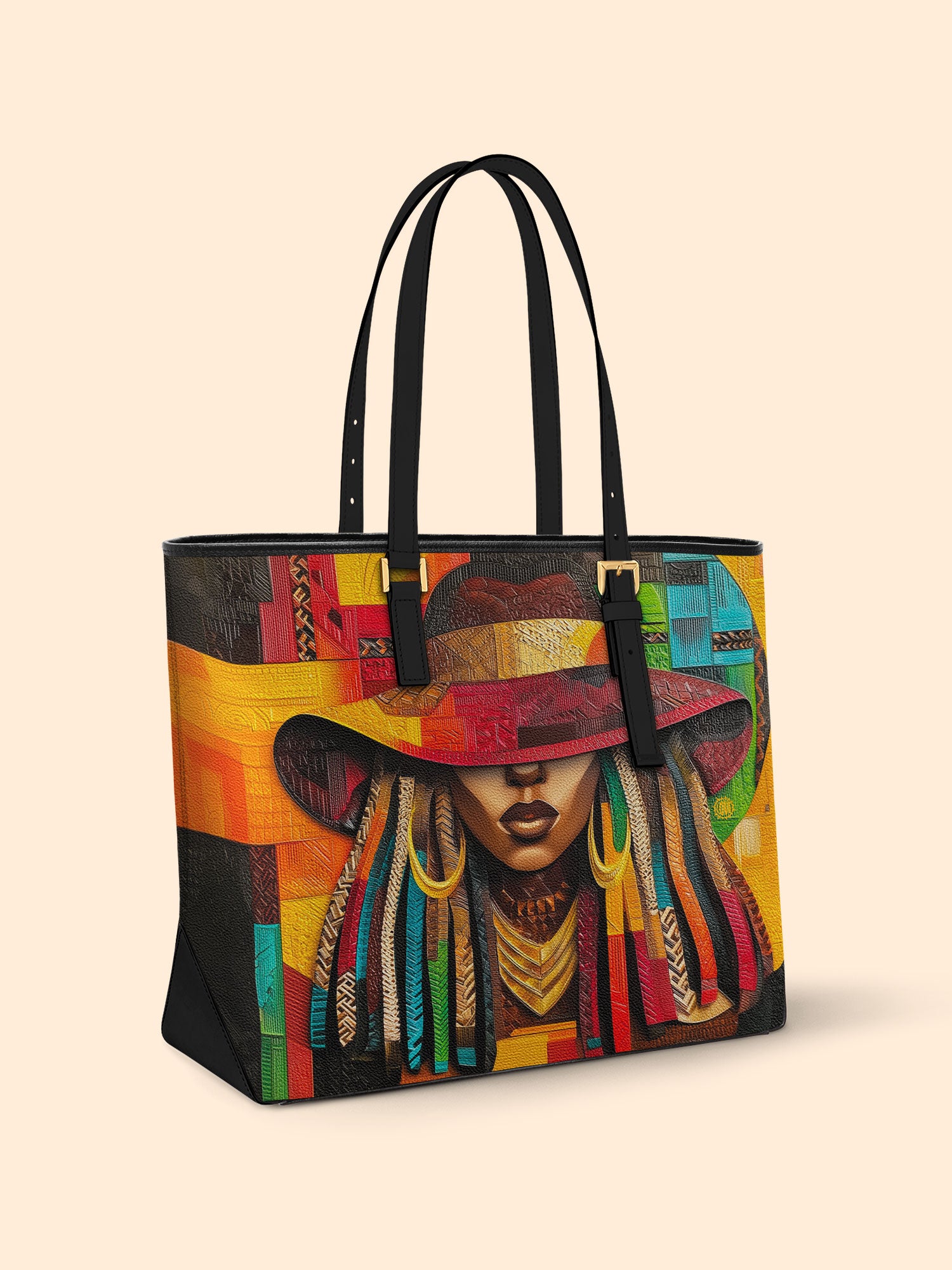 Vibrant Crown Sleek Leather Tote QR0TD016