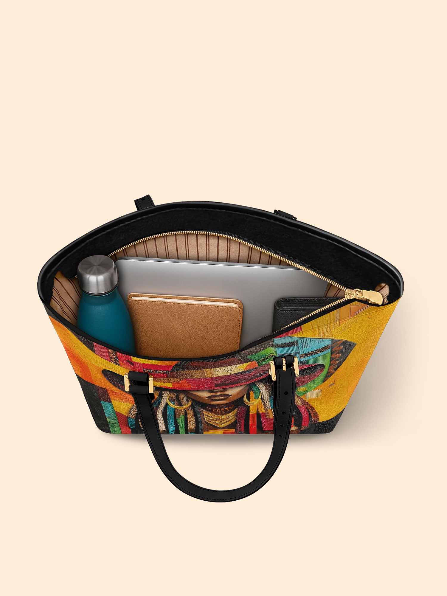 Vibrant Crown Sleek Leather Tote QR0TD016