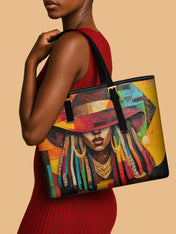 Vibrant Crown Sleek Leather Tote QR0TD016