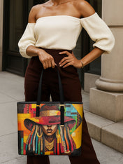 Vibrant Crown Sleek Leather Tote QR0TD016