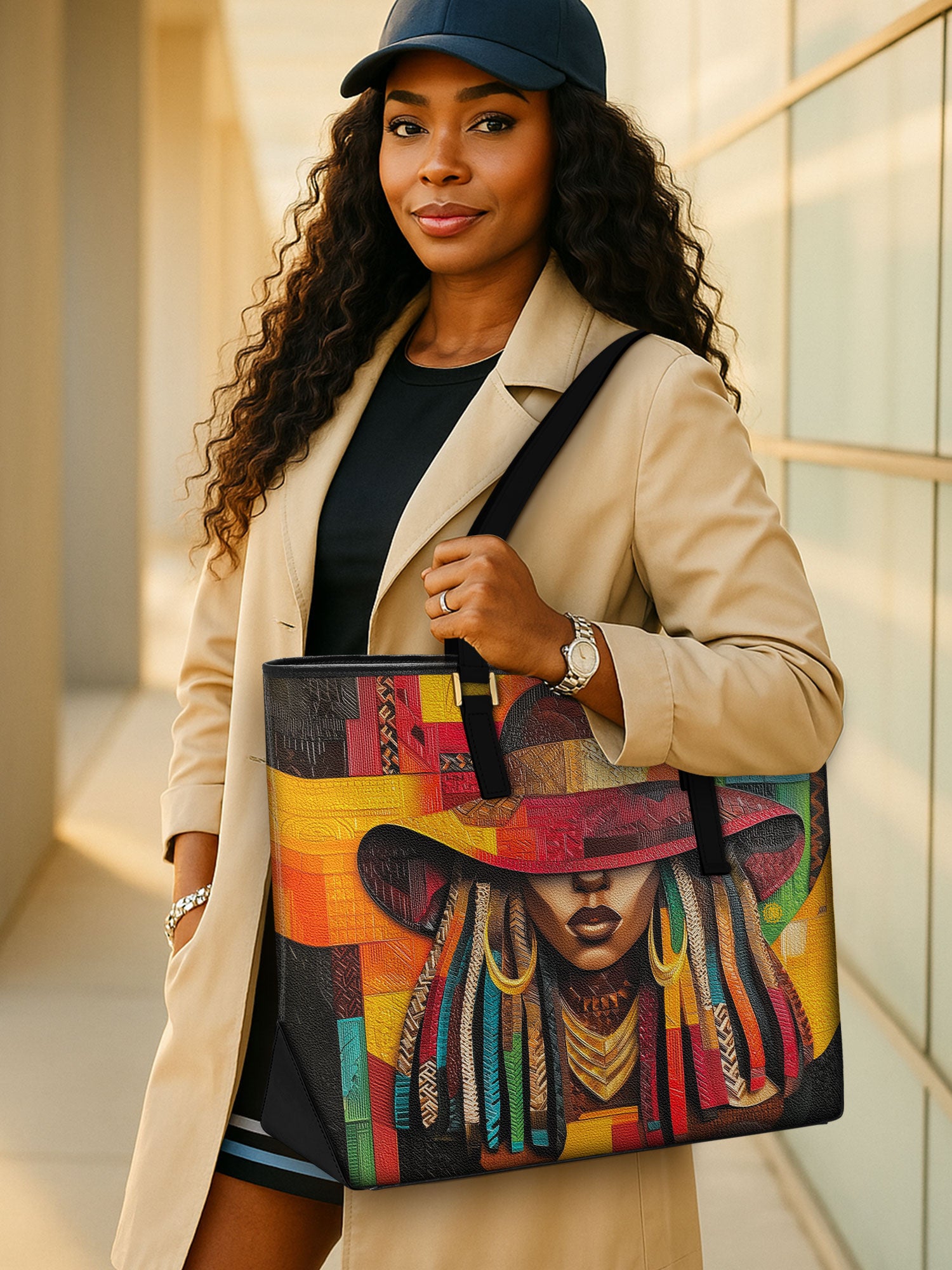 Vibrant Crown Sleek Leather Tote QR0TD016