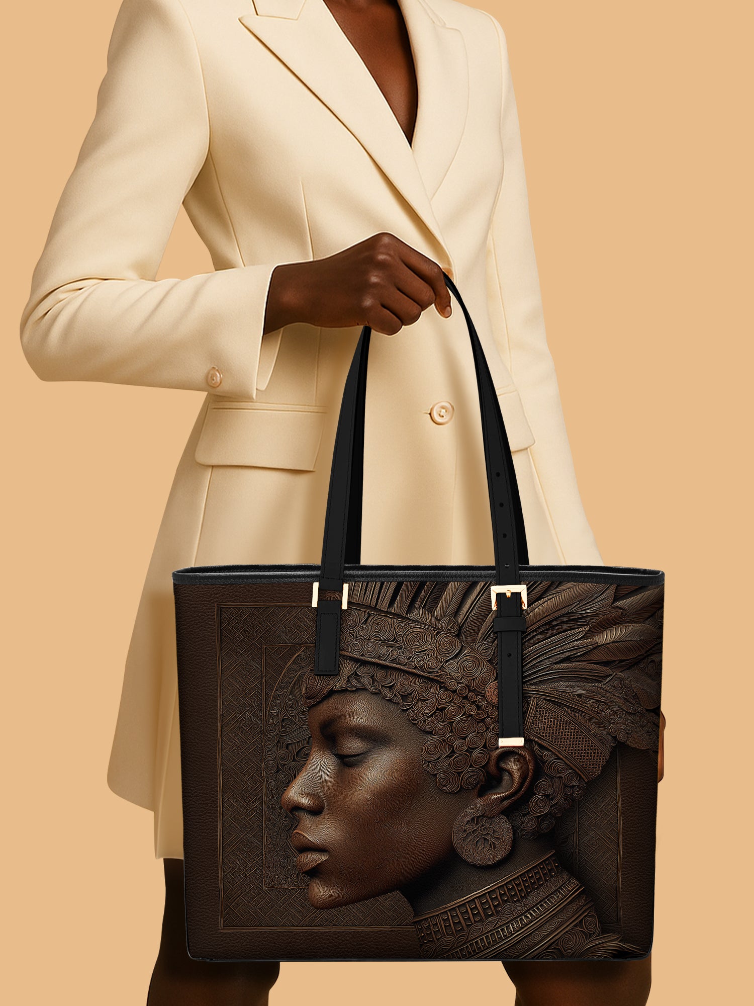 Back To Africa Sleek Leather Tote QR0XD028