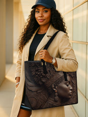 Back To Africa Sleek Leather Tote QR0XD028