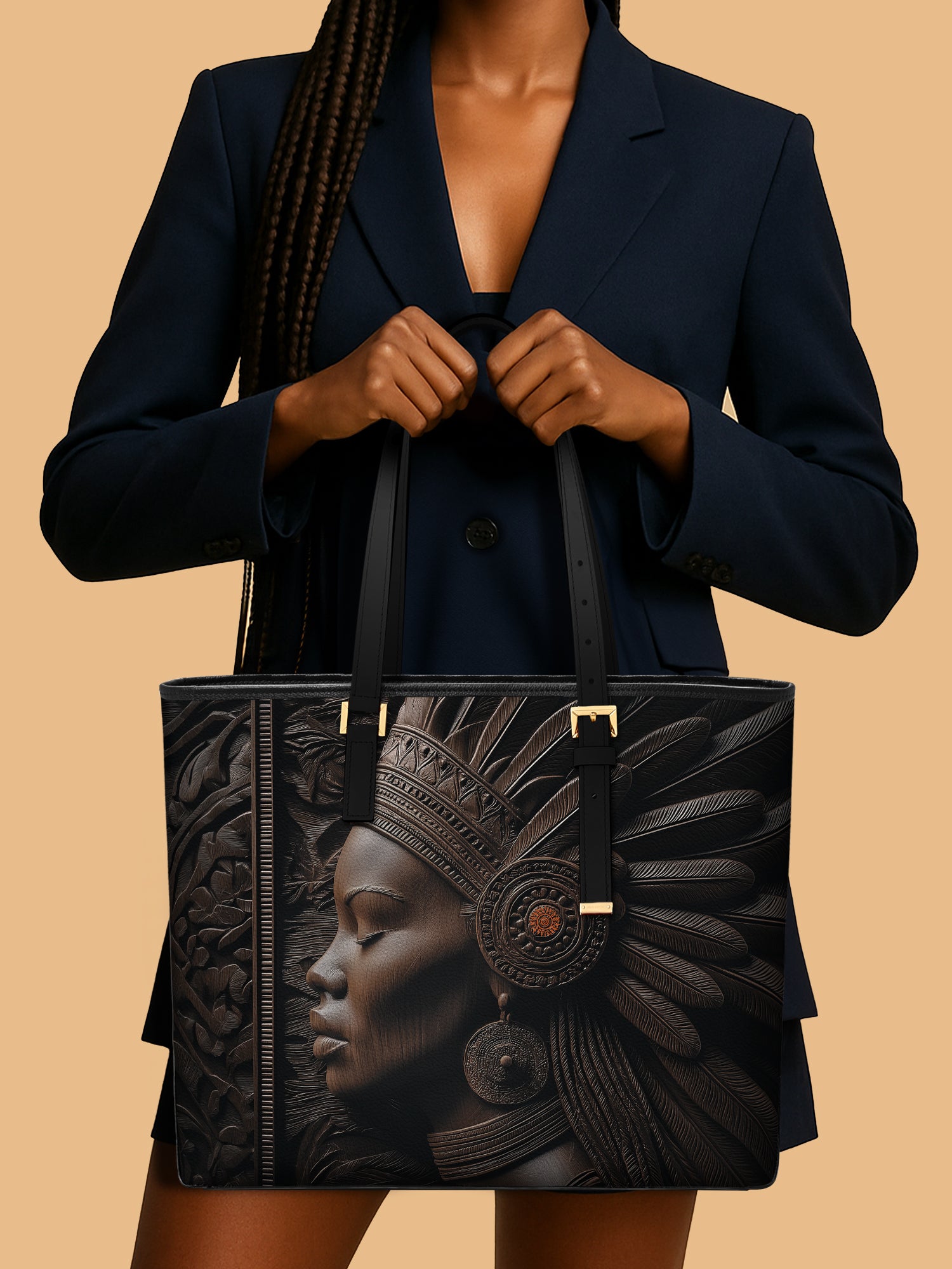 Back To Africa Sleek Leather Tote QR0XD028