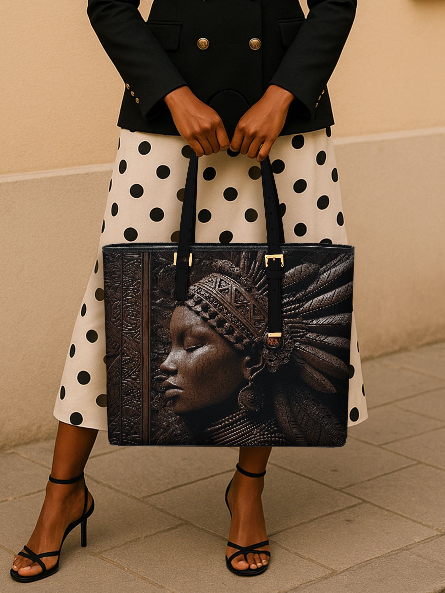 Back To Africa Sleek Leather Tote QR0XD028