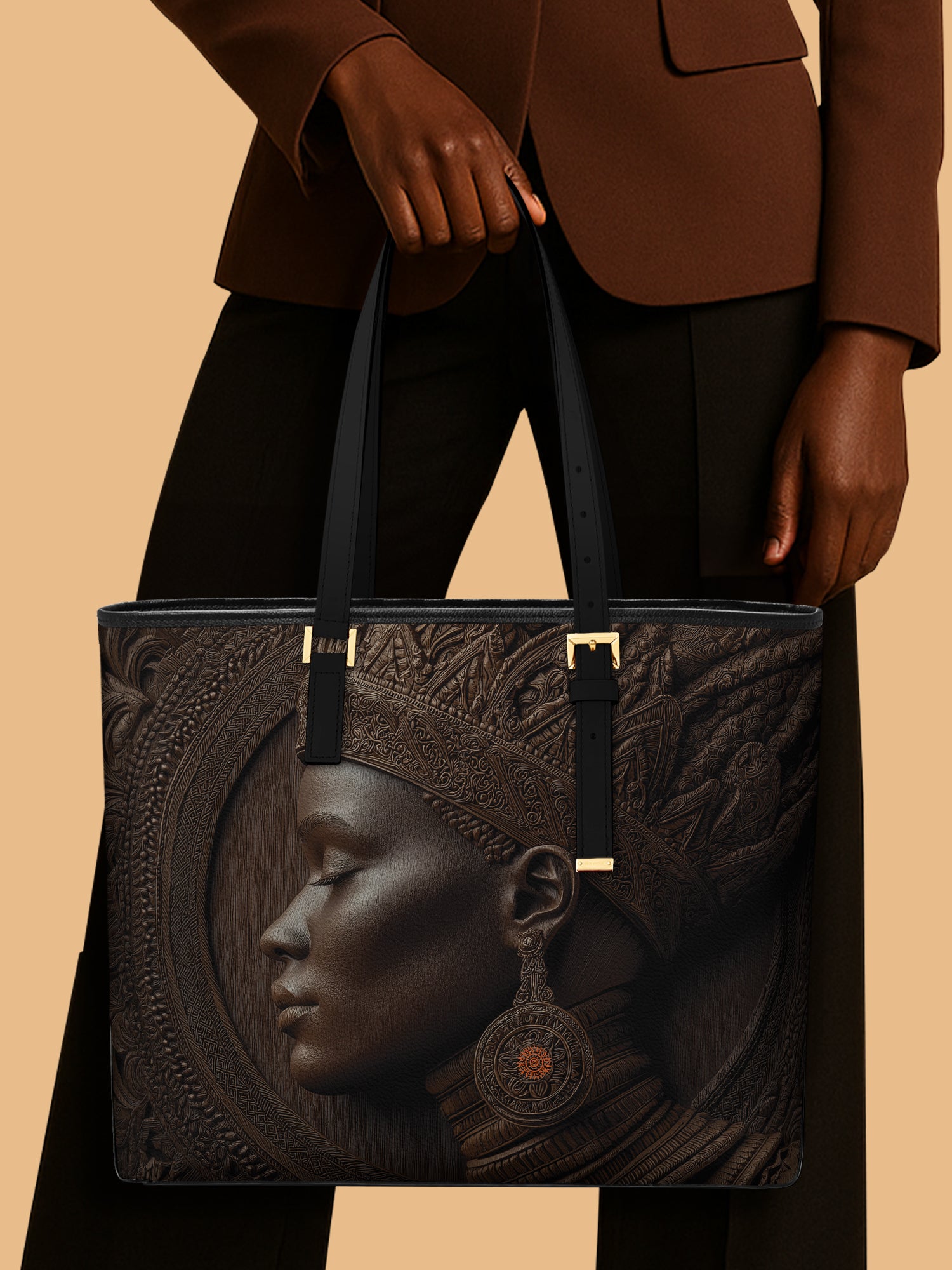 Back To Africa Sleek Leather Tote QR0XD028