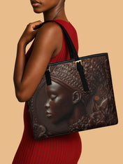 Bronze Grace Sleek Leather Tote QR0XD030