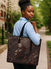 Bronze Grace Sleek Leather Tote QR0XD030