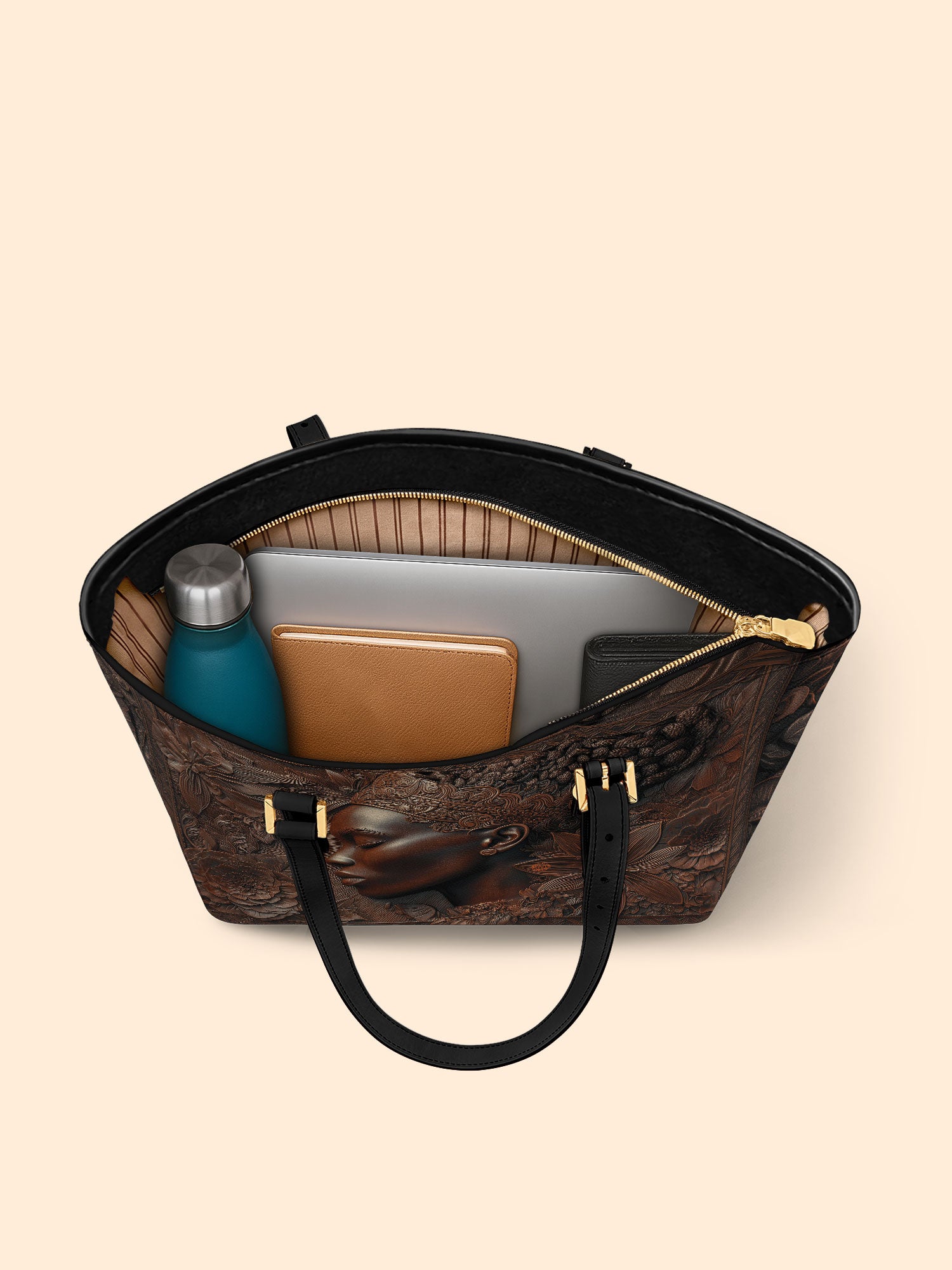 Crown Bloom Sleek Leather Tote QR0XD029