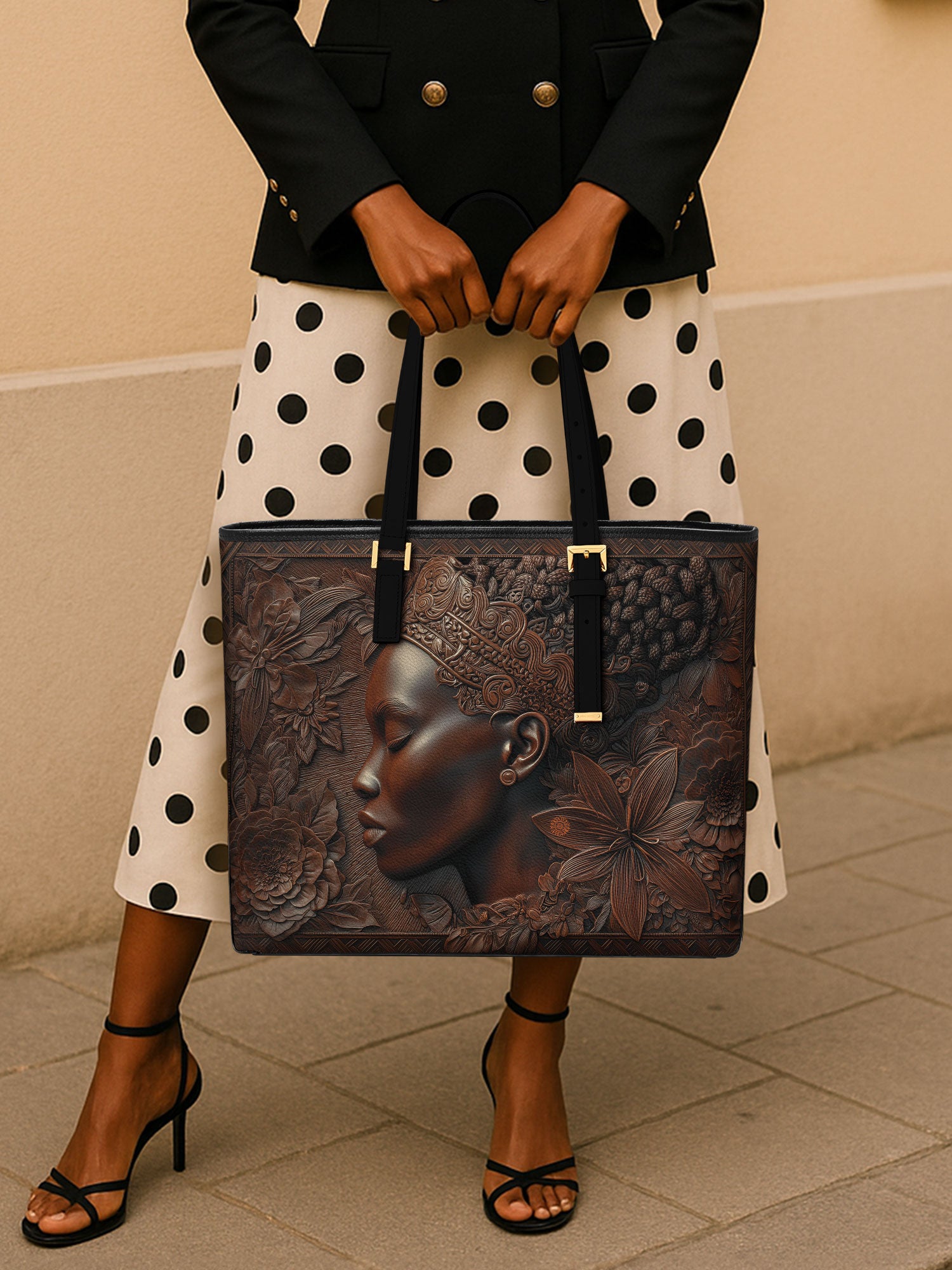 Crown Bloom Sleek Leather Tote QR0XD029