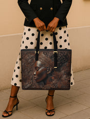 Crown Bloom Sleek Leather Tote QR0XD029