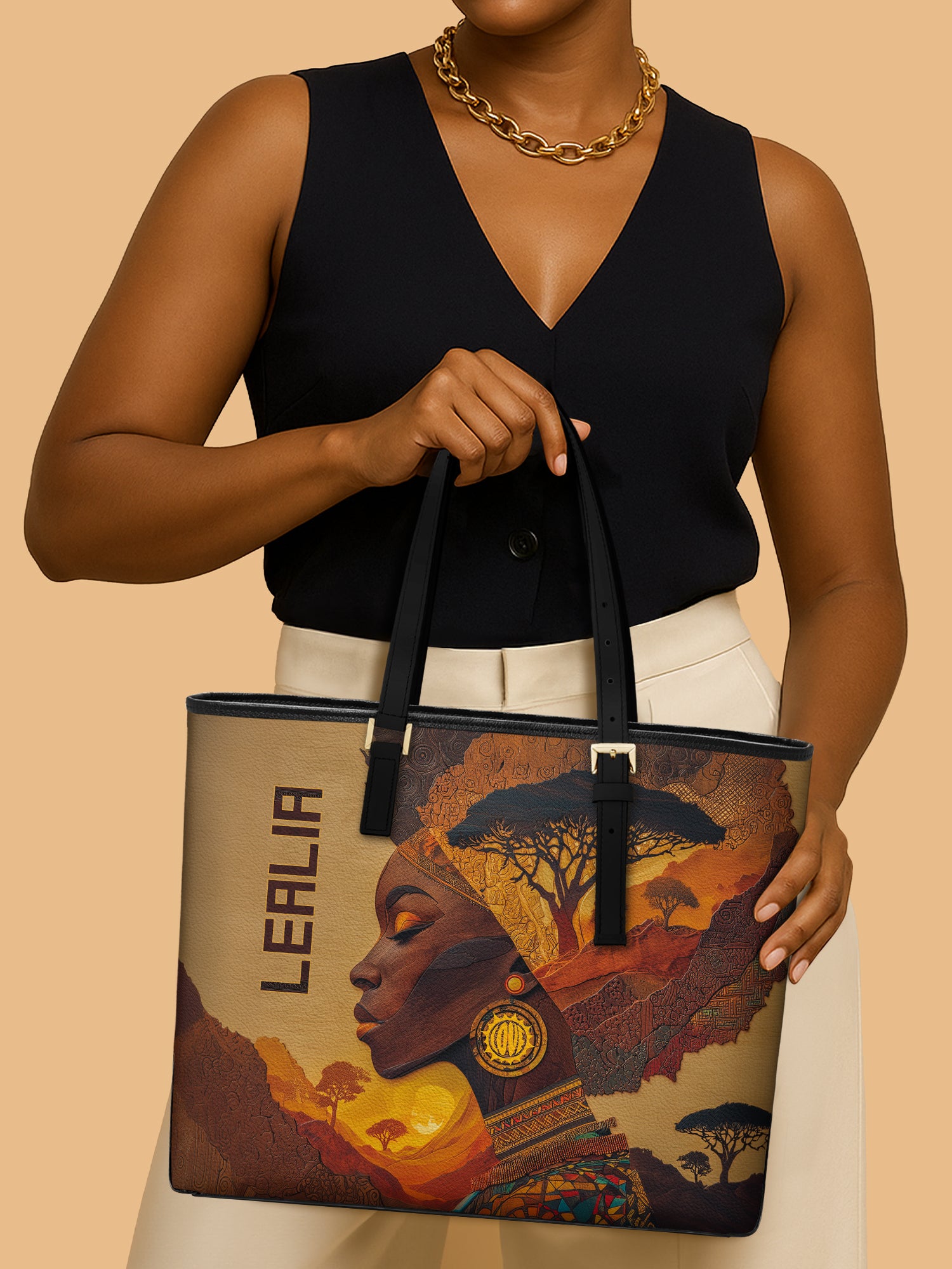 Earth's Black Beauty Sleek Leather Tote