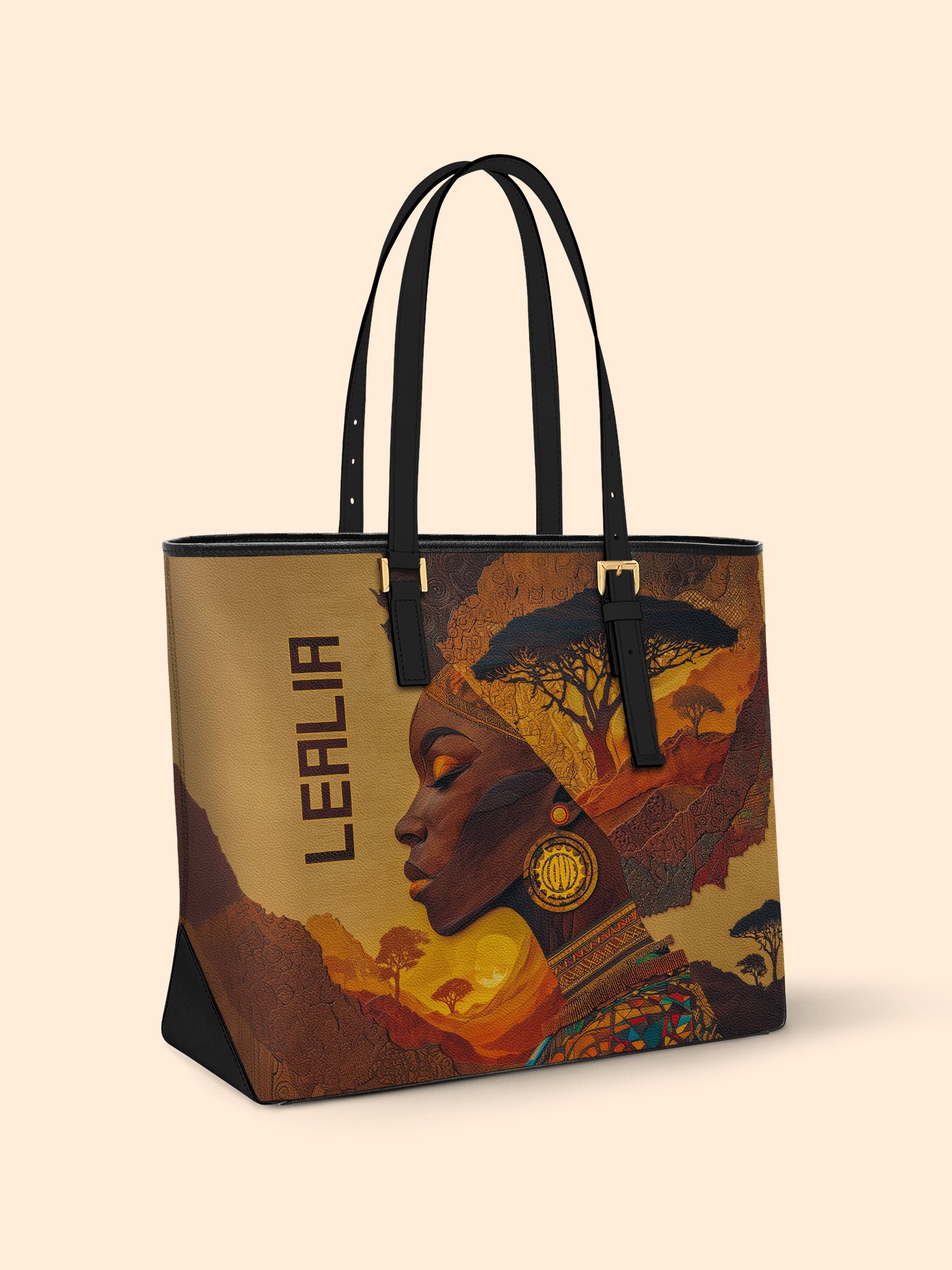 Earth's Black Beauty Sleek Leather Tote