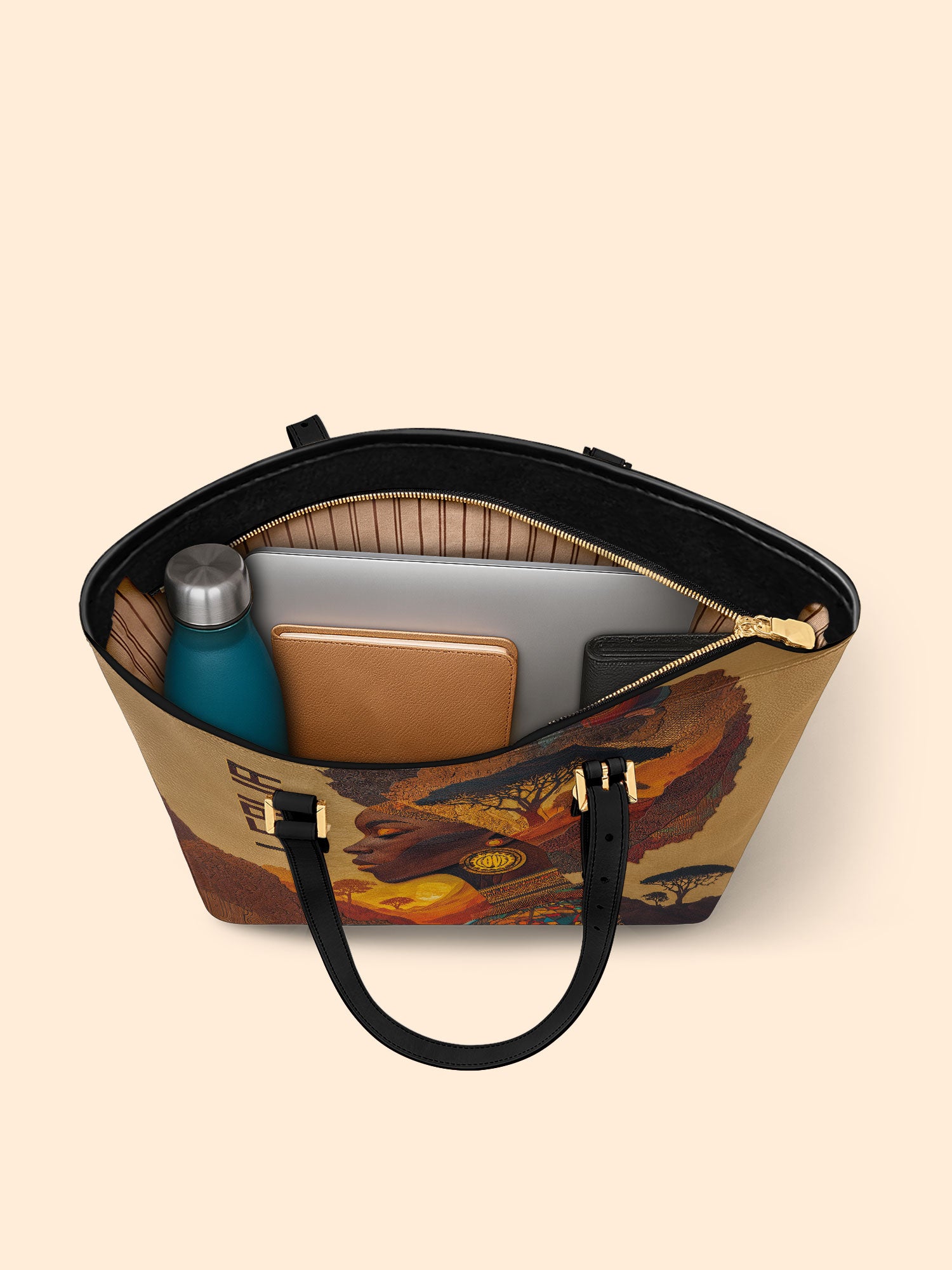 Earth's Black Beauty Sleek Leather Tote