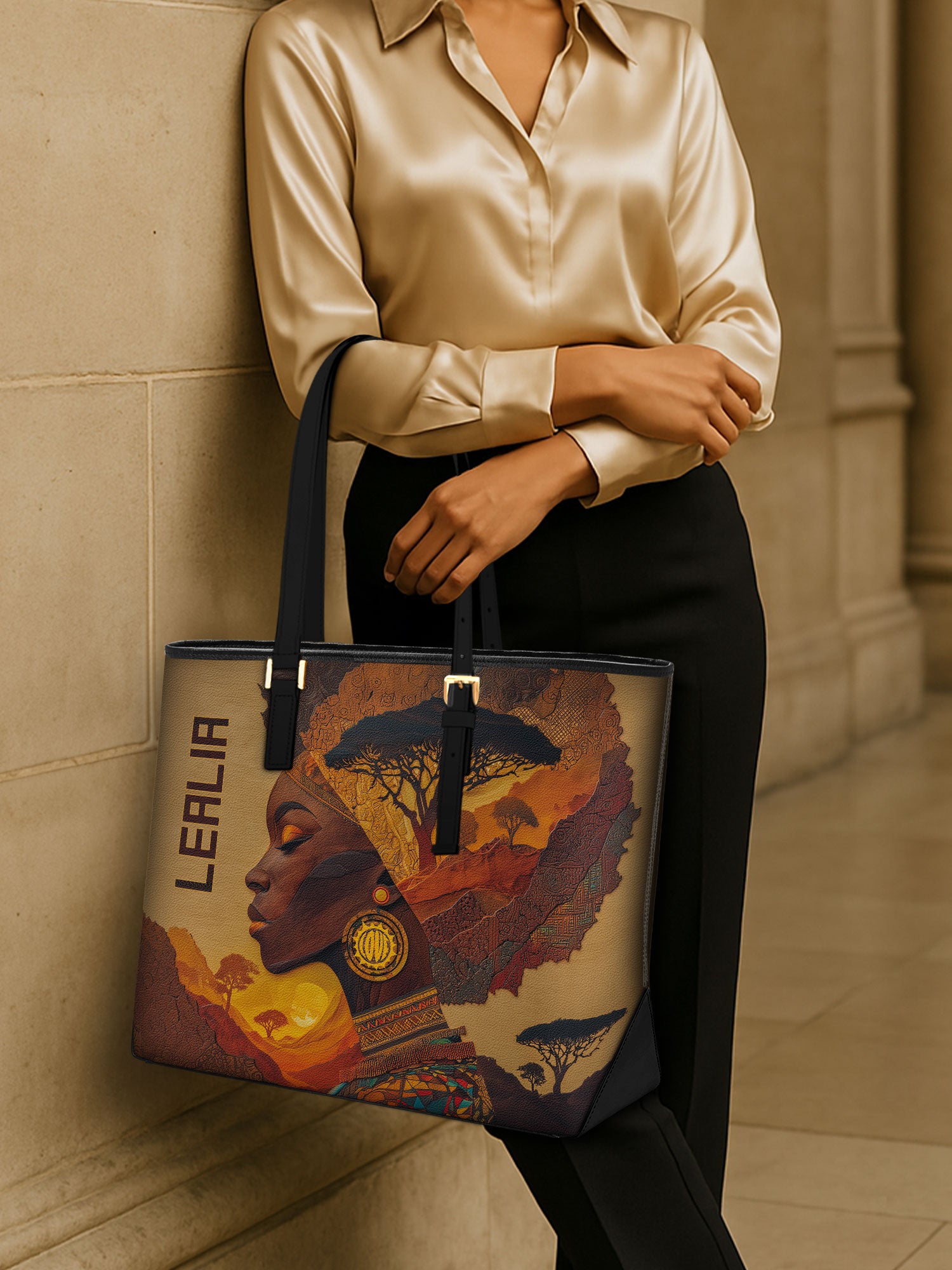 Earth's Black Beauty Sleek Leather Tote