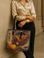 Earth's Black Beauty Sleek Leather Tote