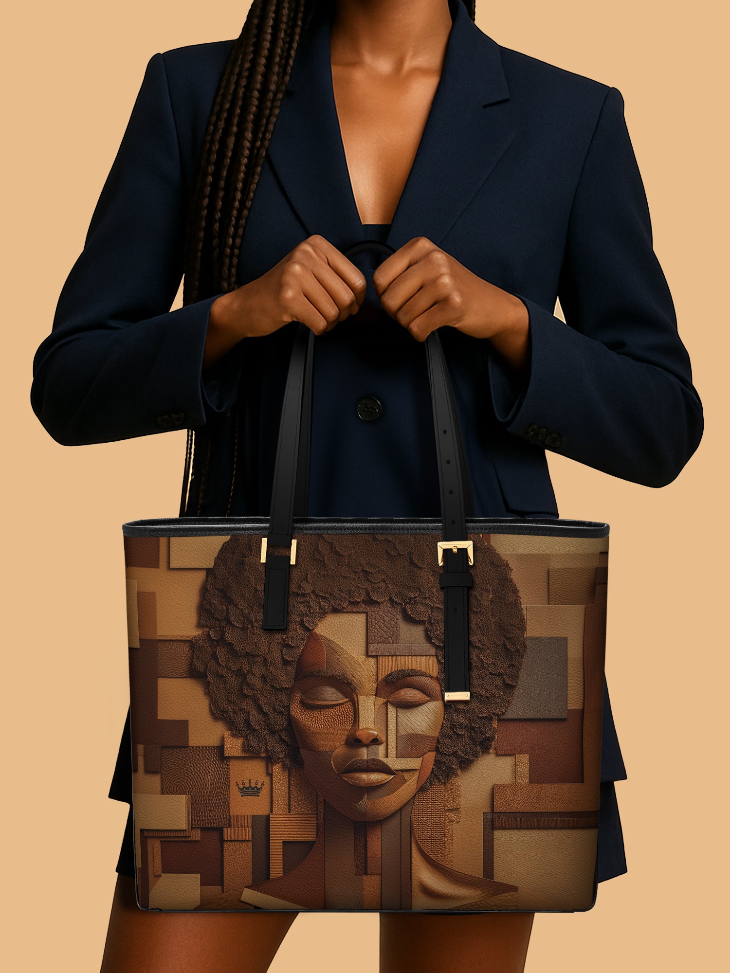 Ebony Luxe Sleek Leather Tote QR0TD019