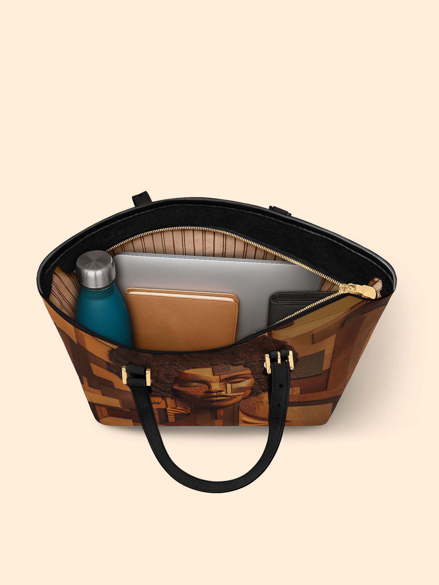 Ebony Luxe Sleek Leather Tote QR0TD019