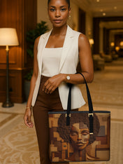 Ebony Luxe Sleek Leather Tote QR0TD019