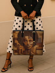 Ebony Luxe Sleek Leather Tote QR0TD019