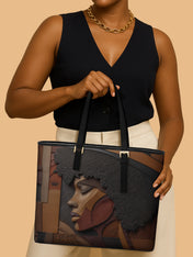 Melanin Majesty Sleek Leather Tote QR0TD018
