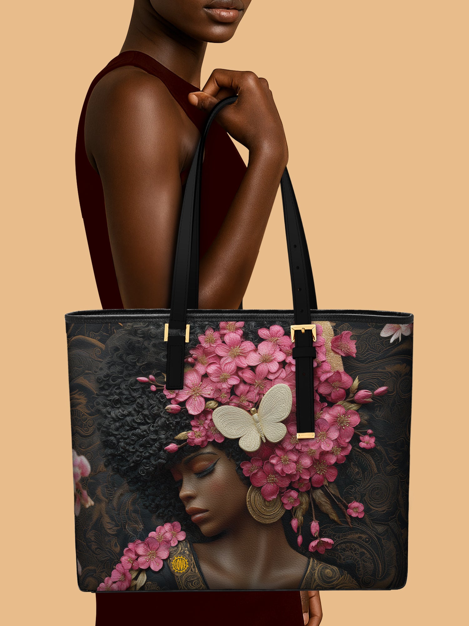 Blossom Queen Sleek Leather Tote QR0HH016