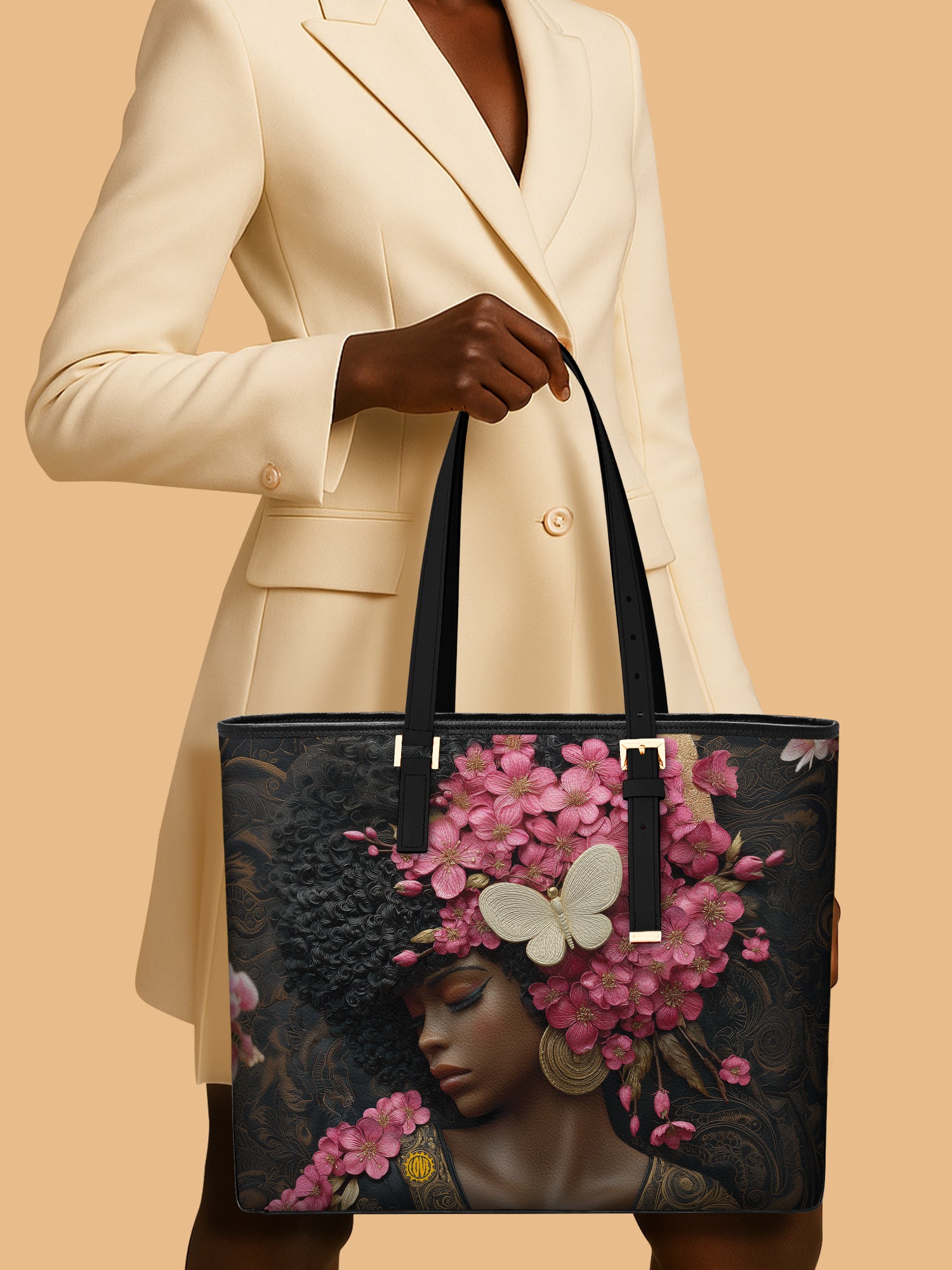 Blossom Queen Sleek Leather Tote QR0HH016