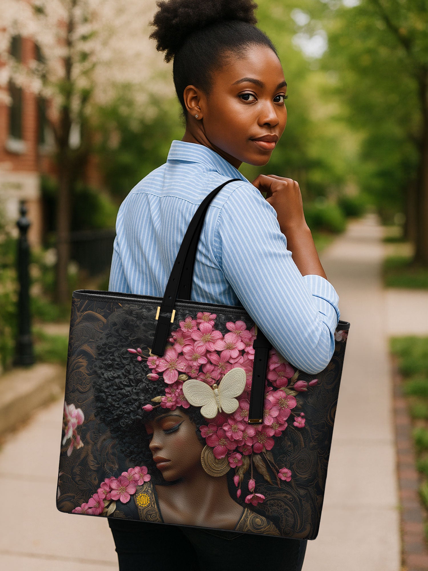 Blossom Queen Sleek Leather Tote QR0HH016