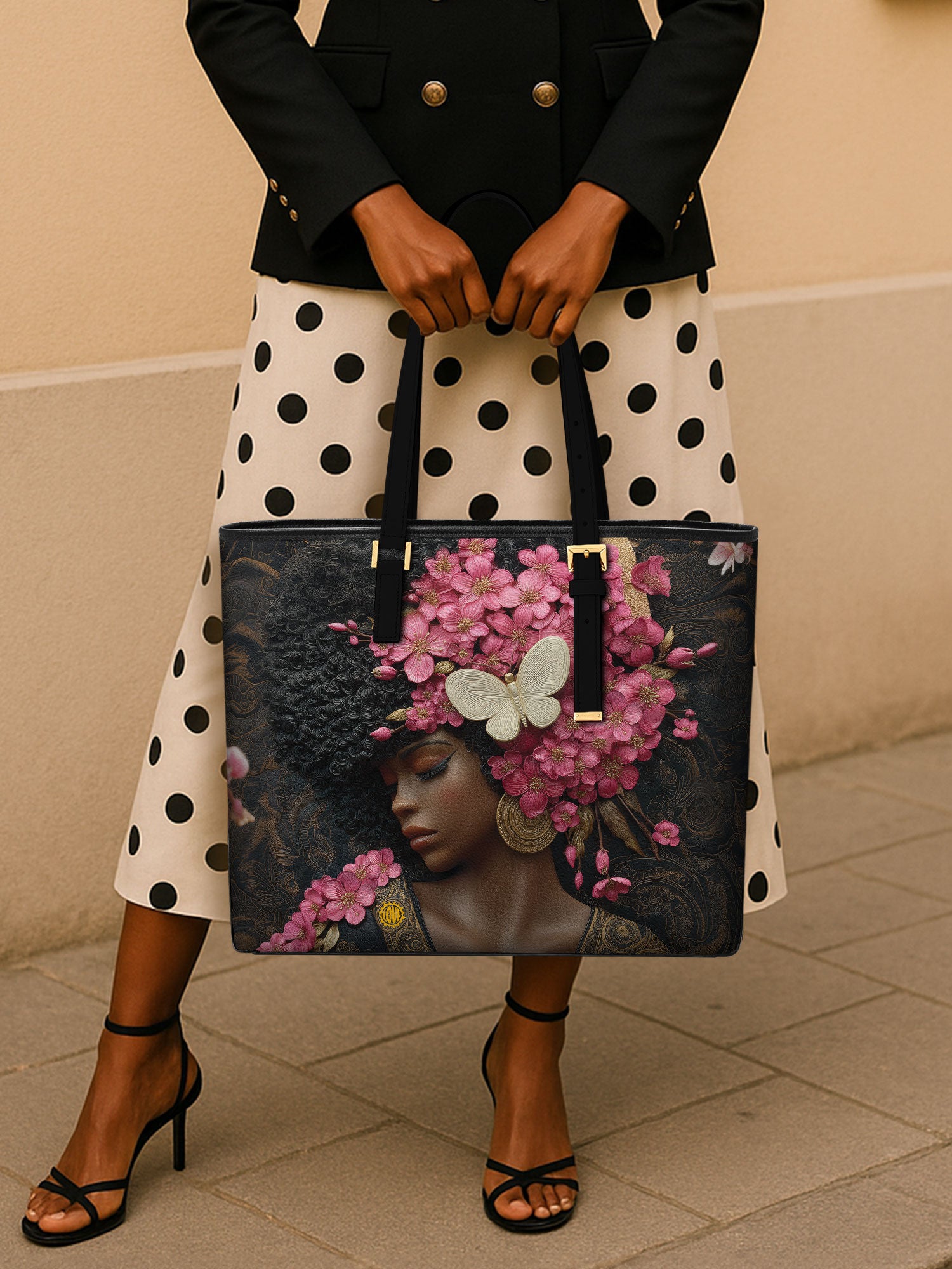 Blossom Queen Sleek Leather Tote QR0HH016