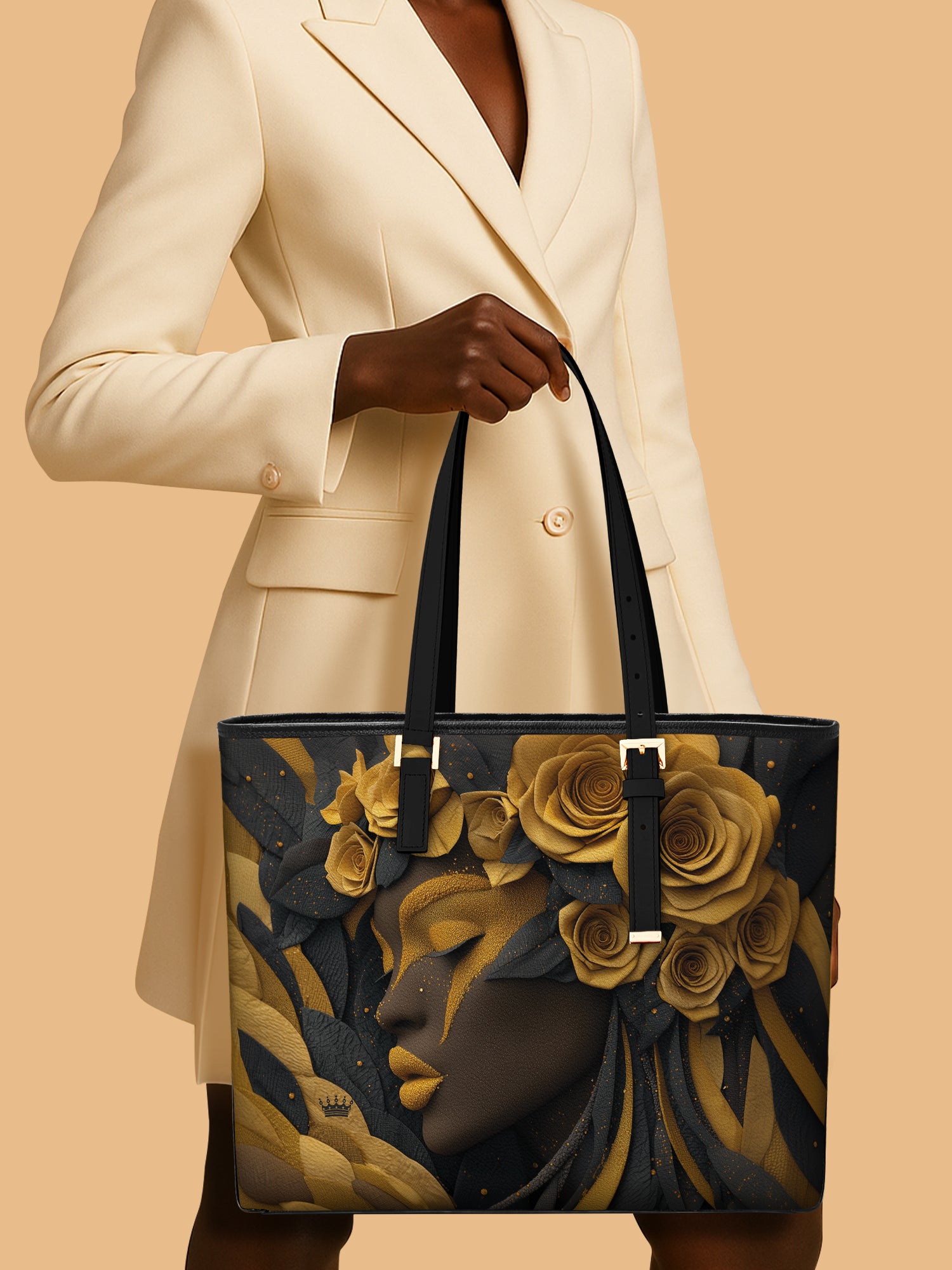 Melanin Bloom Sleek Leather Tote QR0TD030