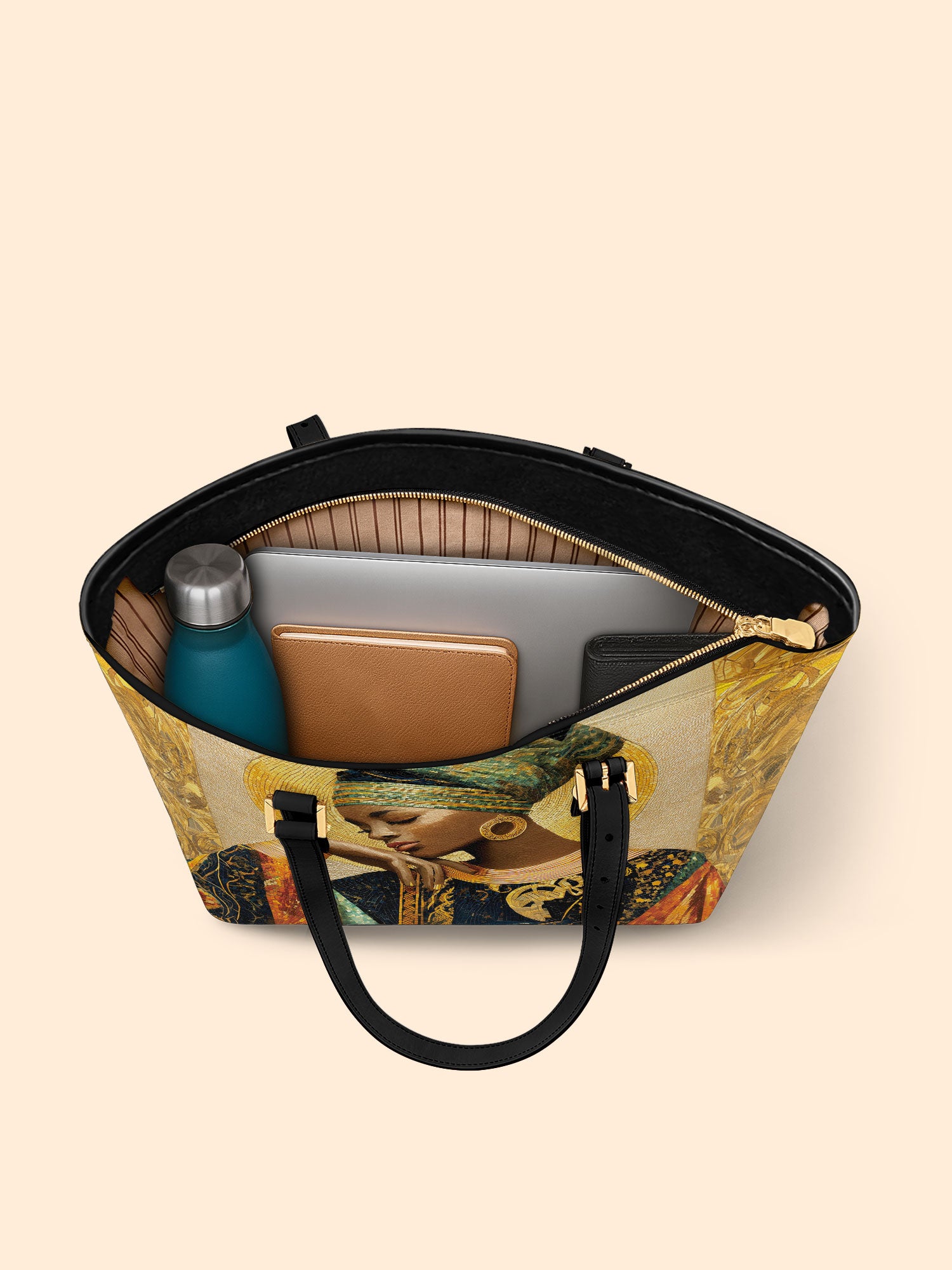 Afro Byzantine Sleek Leather Tote QR0TV0012