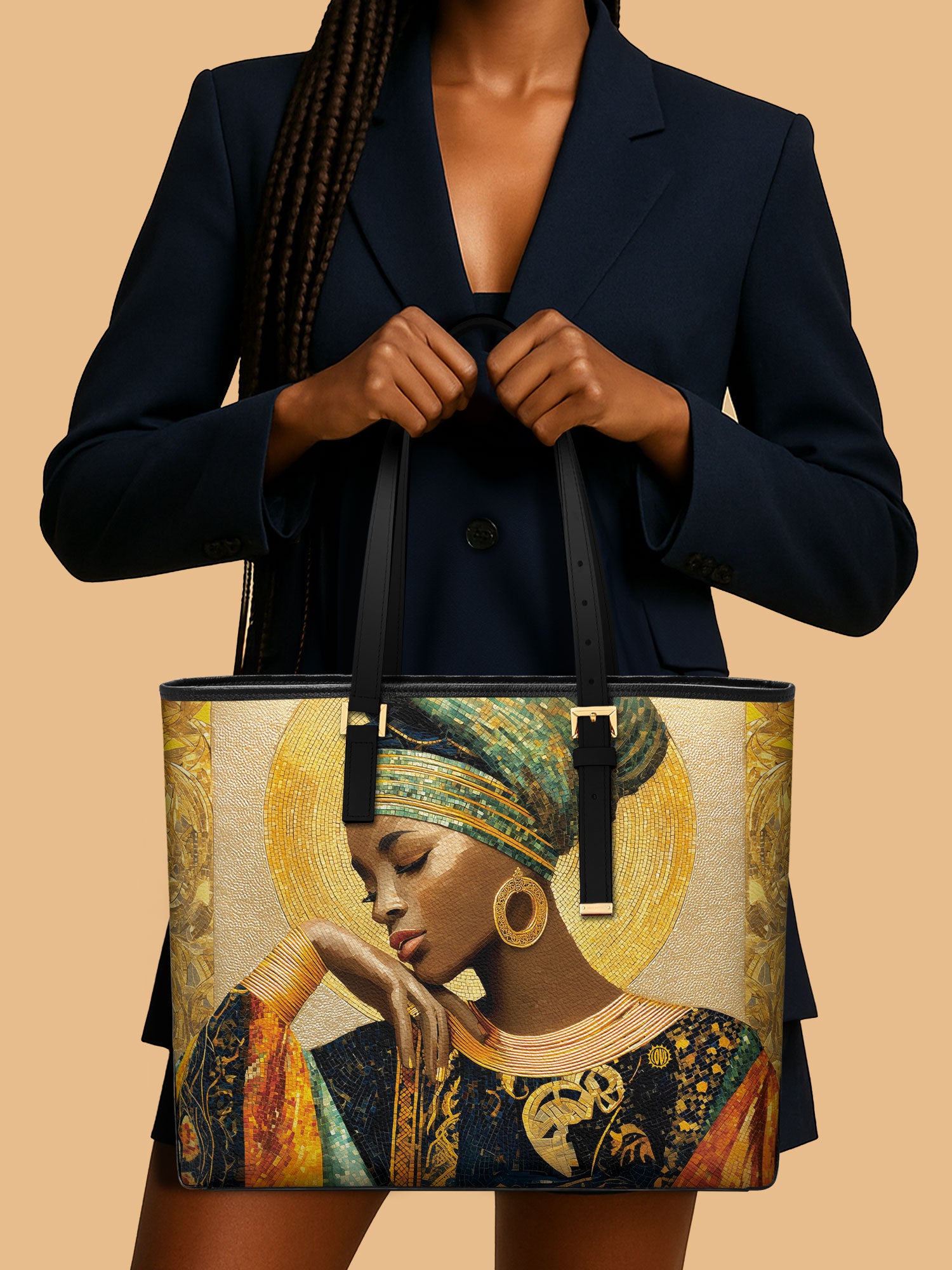 Afro Byzantine Sleek Leather Tote QR0TV0012