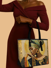 Afro Byzantine Sleek Leather Tote QR0TV0012